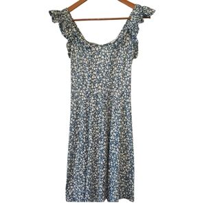 Midi Dress Blue Floral‎ Women's Medium Cottagecore Girlhoodcore Feminine